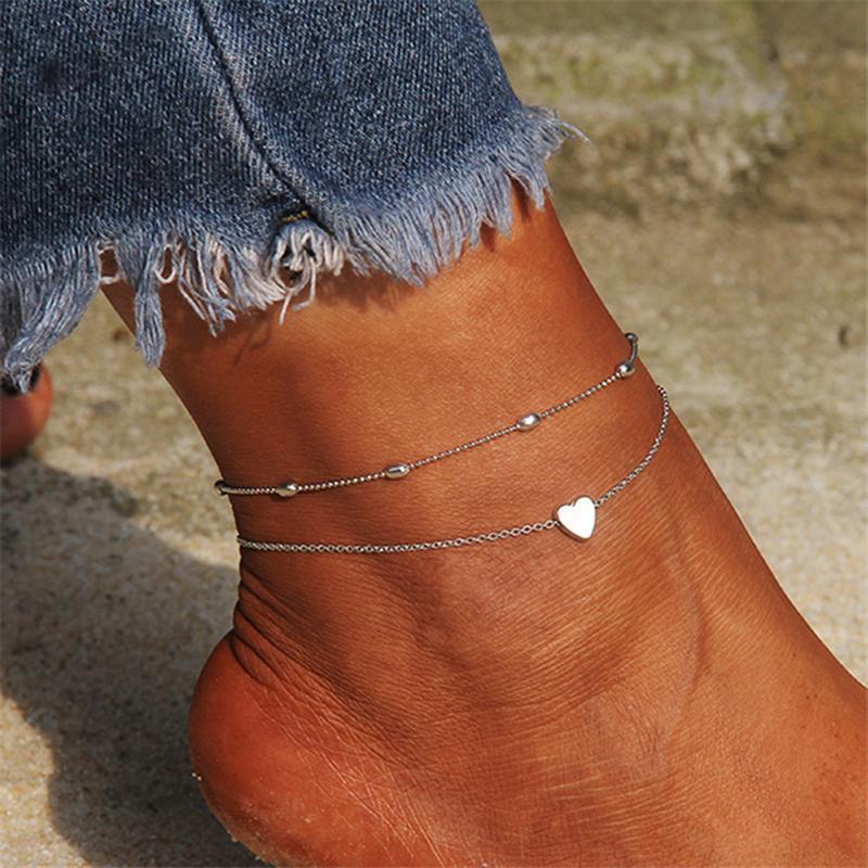 Double Layer Love Heart Anklet - Trendy