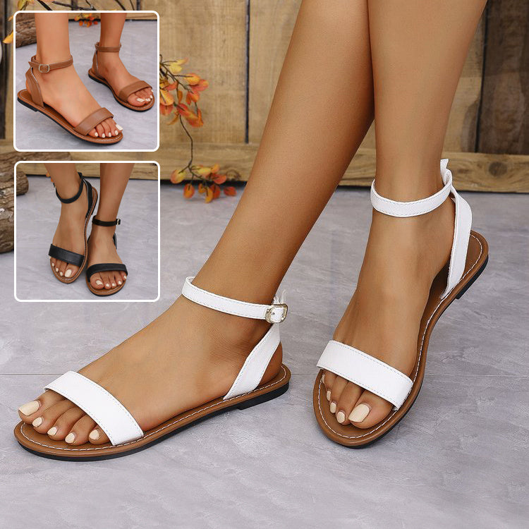 Women Summer Flat Buckle Sandals - Trendy