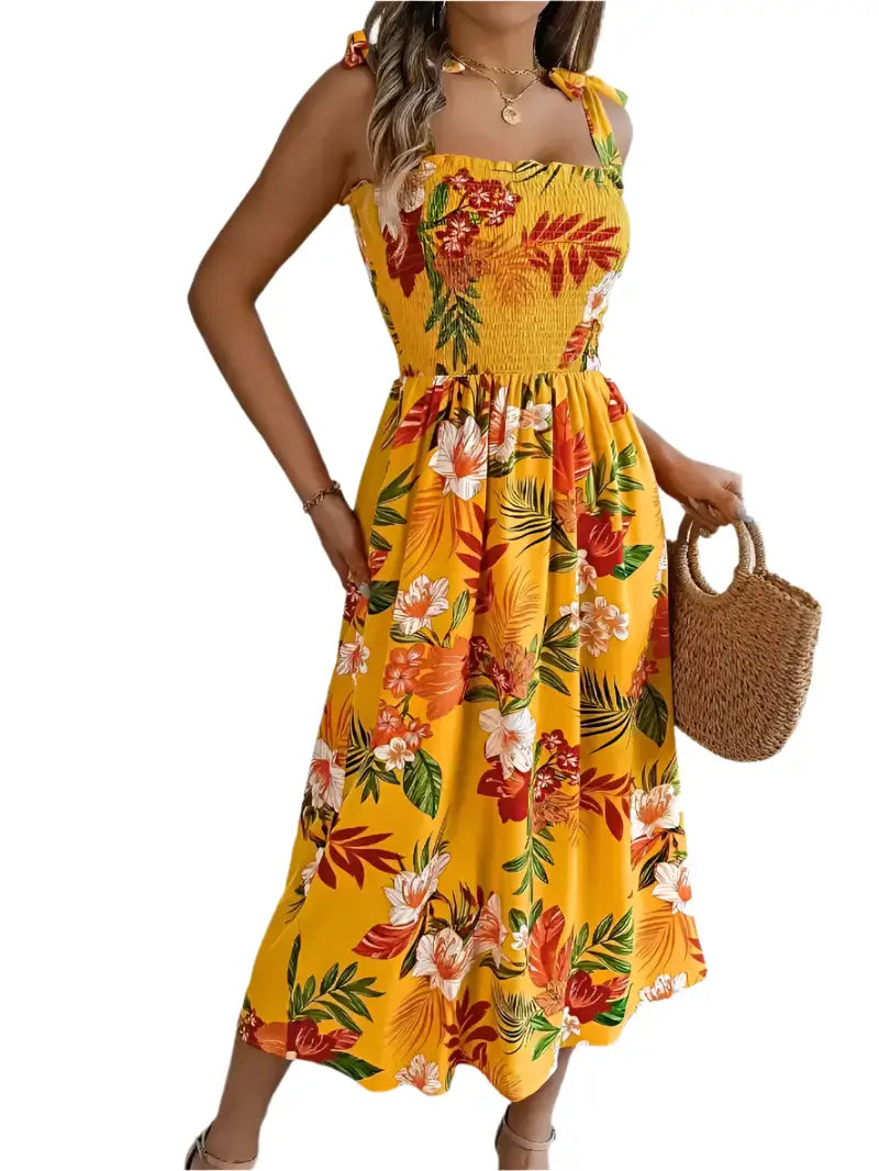 Yellow Floral Breeze Maxi Dress for Women