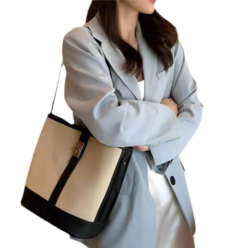 Black Chic cowhide bucket bag for women