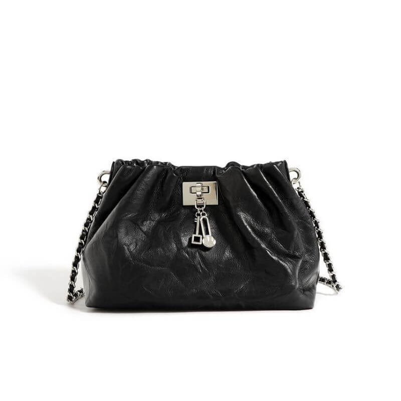 Black Folds of elegance crossbody for women