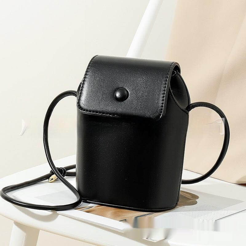 Black Luxe small pu leather crossbody bag for women
