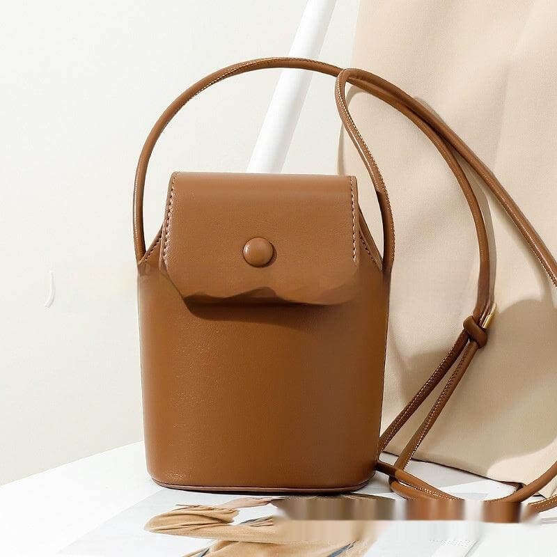 Brown Luxe small pu leather crossbody bag for women