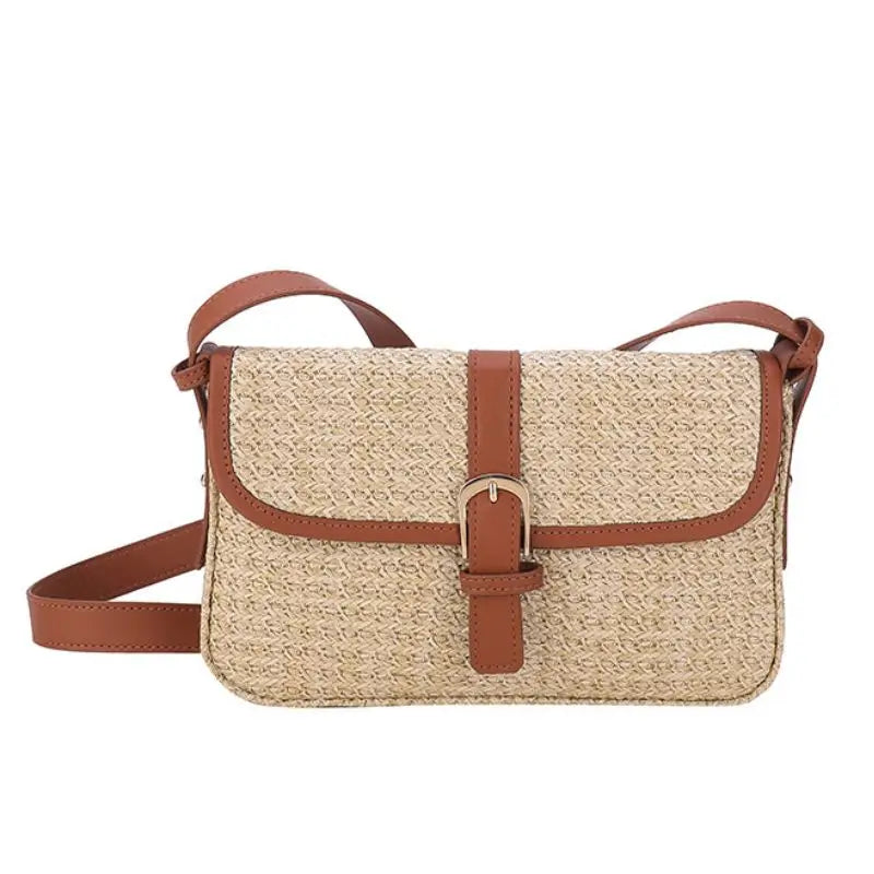 Brown Summer Vibes straw satchel bag for women