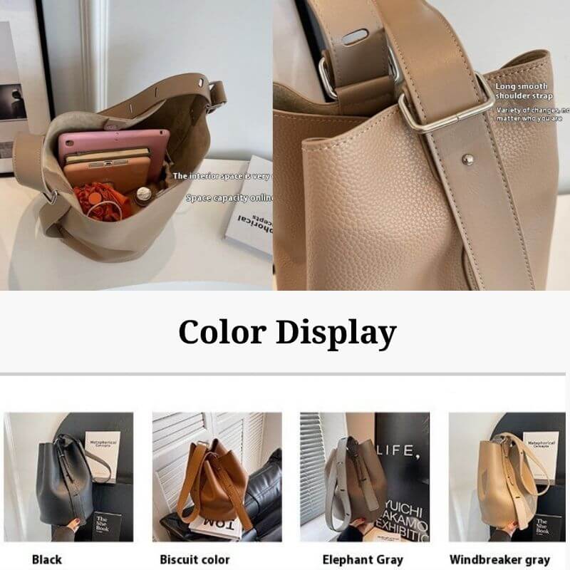 Different angles and color of Urbanmood fashion pu leather bucket bag for women