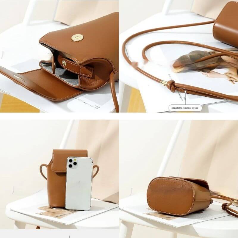 Different angles of Luxe small pu leather crossbody bag for women