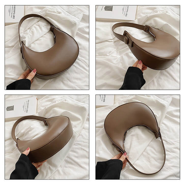 Different angles of Vintage dumpling shoulder bag for women