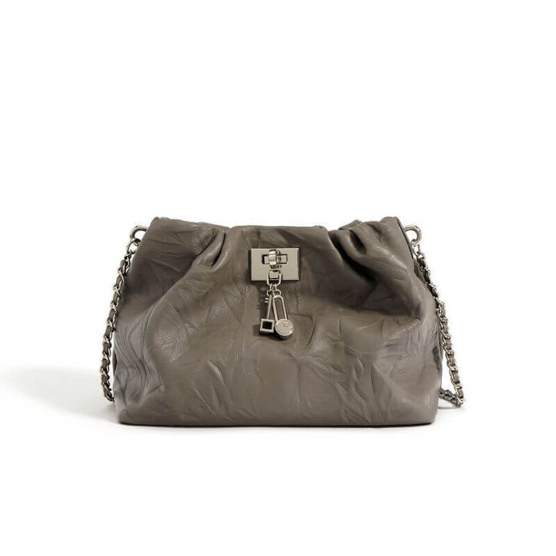 Gray Folds of elegance crossbody for women