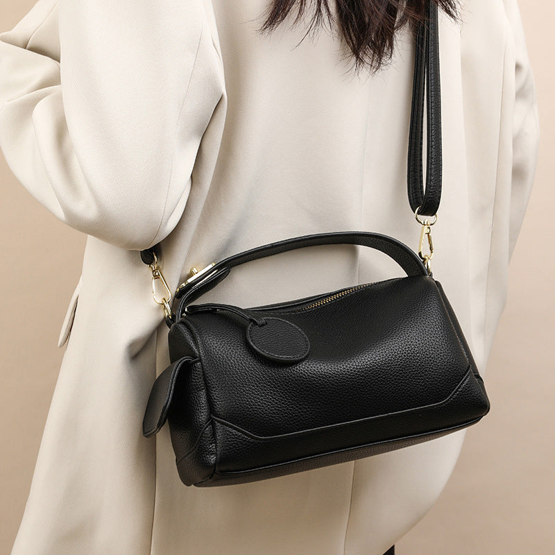 Model carrying black Pillow soft pu crossbody for women