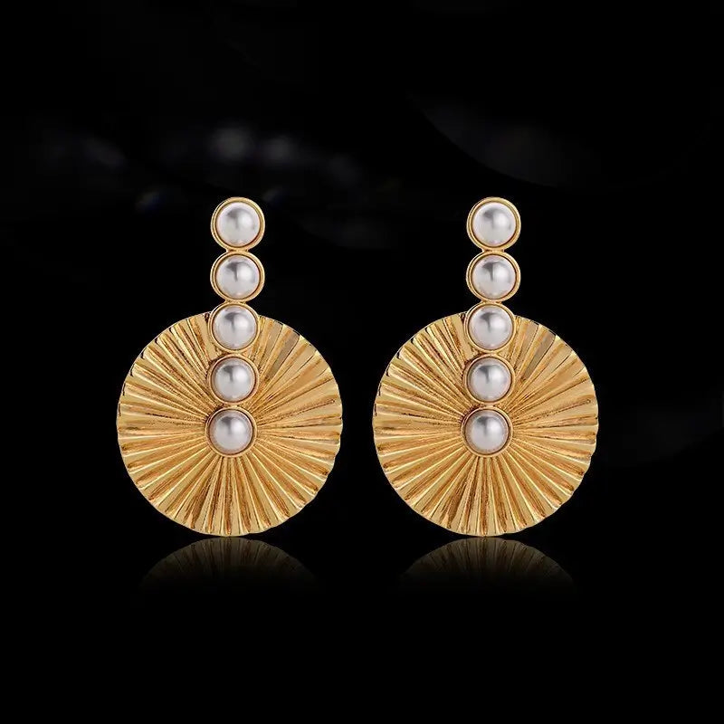 Pearluxe gold drop earrings for women