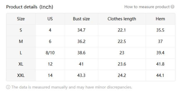 Size guide of Easy knot v neck tee for women
