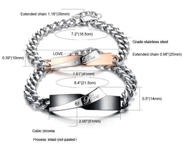 Size guide of Eternal cross duo bracelet