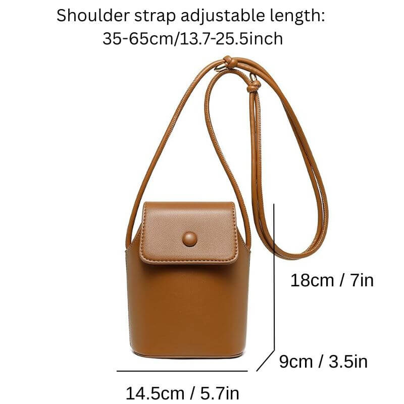 Size guide of Luxe small pu leather crossbody bag for women