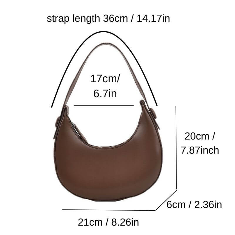 Size guide of Vintage dumpling shoulder bag for women