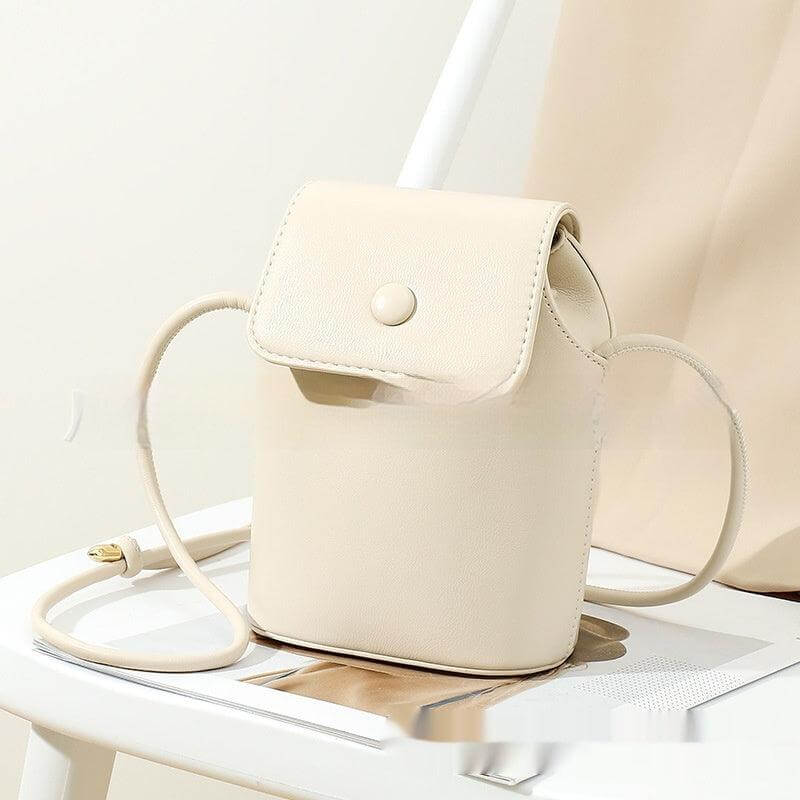 White Luxe small pu leather crossbody bag for women