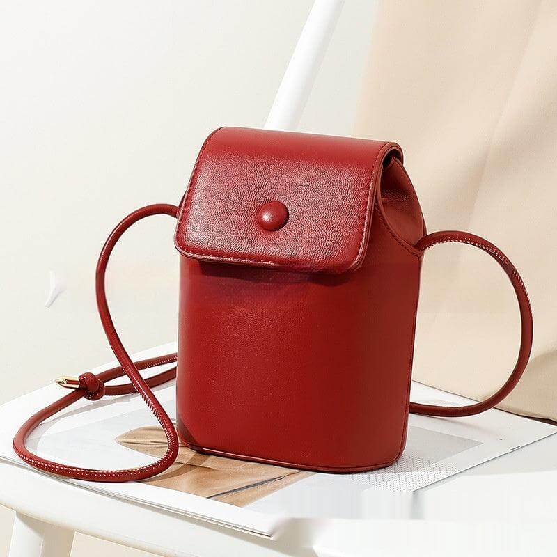 Wine red Luxe small pu leather crossbody bag for women