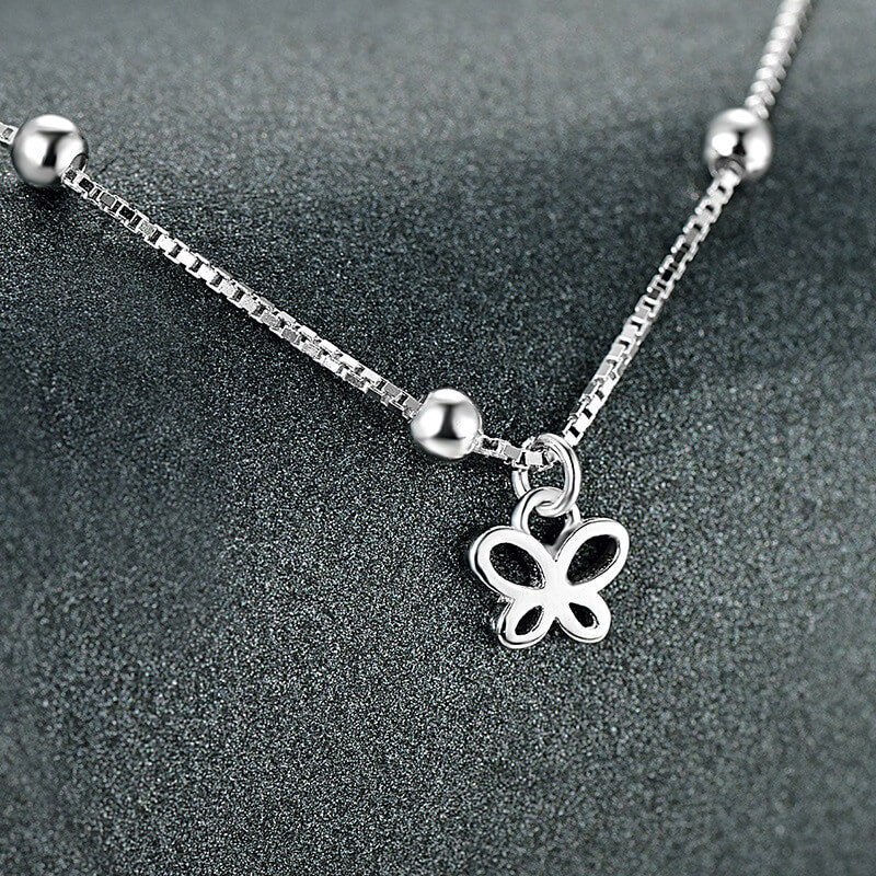 925 Silver Small Butterfly Pendant Anklet for Women - Trendy