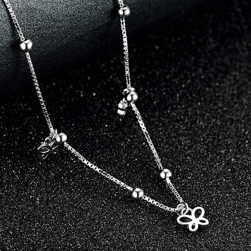 925 Silver Small Butterfly Pendant Anklet for Women - Trendy