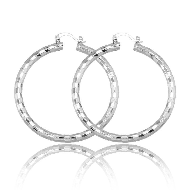 Circle-Shaped Electroplating Hoop Earrings for Women - Trendy