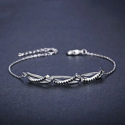 Close-up of Sparkloop zircon ring bracelet for women