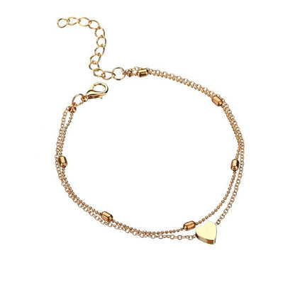 Double Layer Love Heart Anklet - Trendy