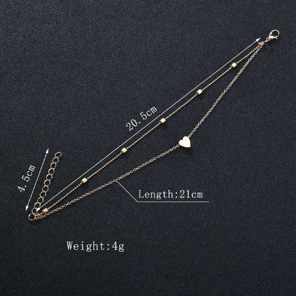 Double Layer Love Heart Anklet - Trendy