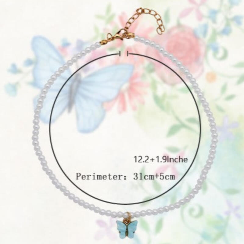 Elegant White Pearl with Butterfly Choker Necklace For Women - Trendy