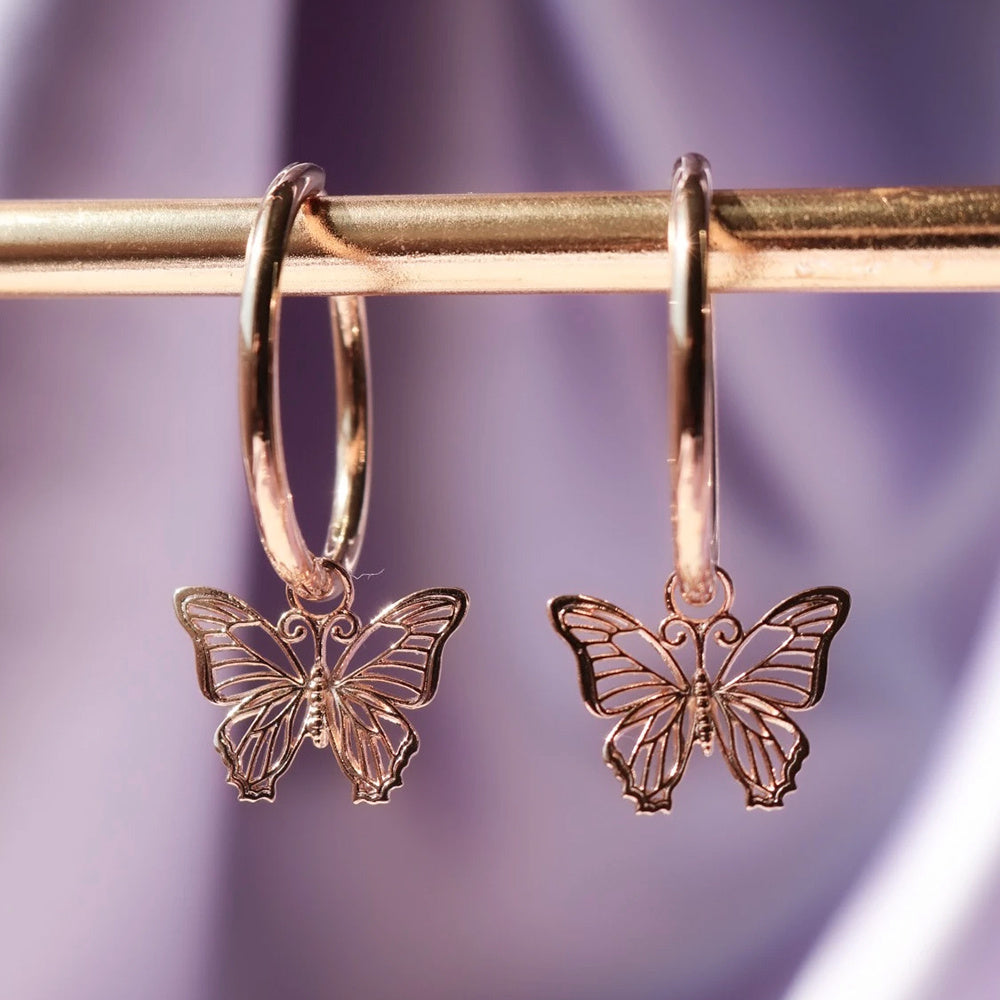 Exquisite Butterfly Charm Hoop Earrings for Women - Trendy
