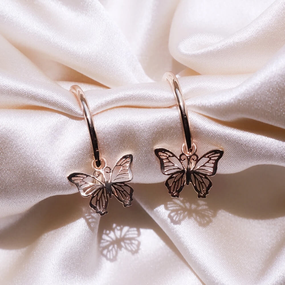 Exquisite Butterfly Charm Hoop Earrings for Women - Trendy