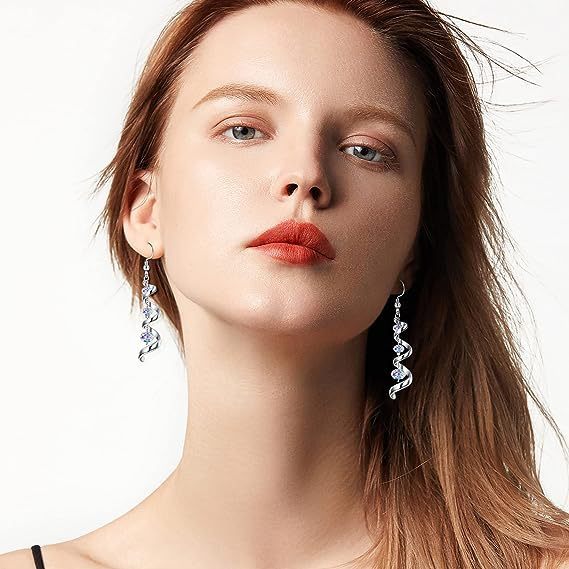 Fashion Spiral Ribbon Multi Teardrop Dangle Earrings for Women - Trendy