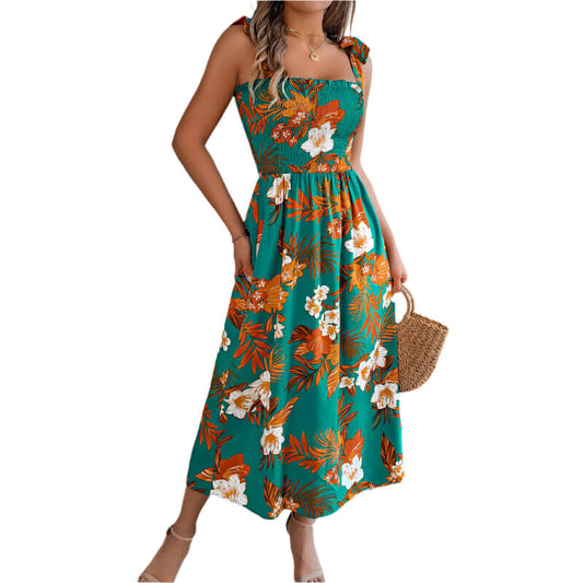 Green Floral Breeze Maxi Dress for Women