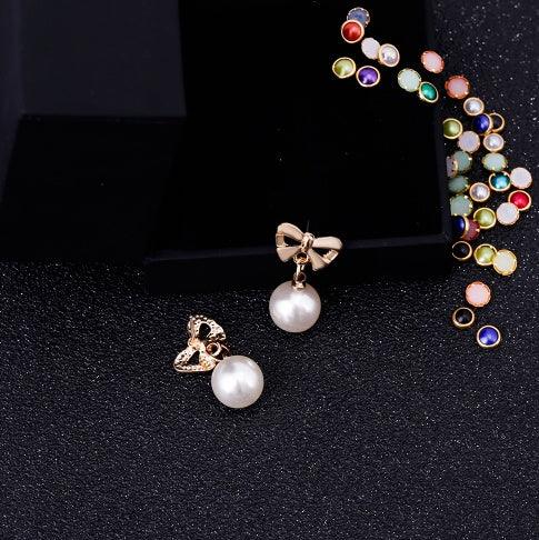 Heart-Shaped Zircon Bow Earrings for Women - Trendy