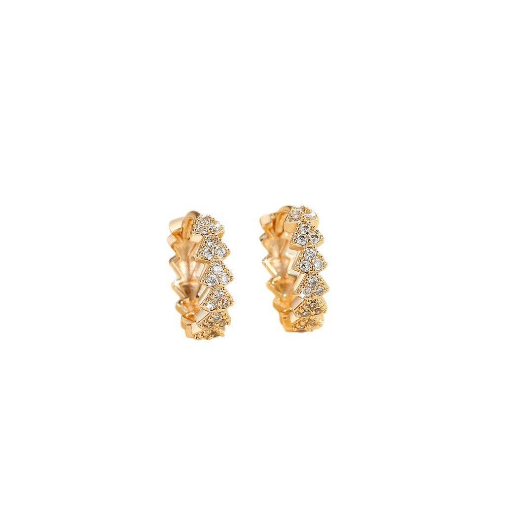 Huggie Inlaid Zircon Earrings for Women - Trendy