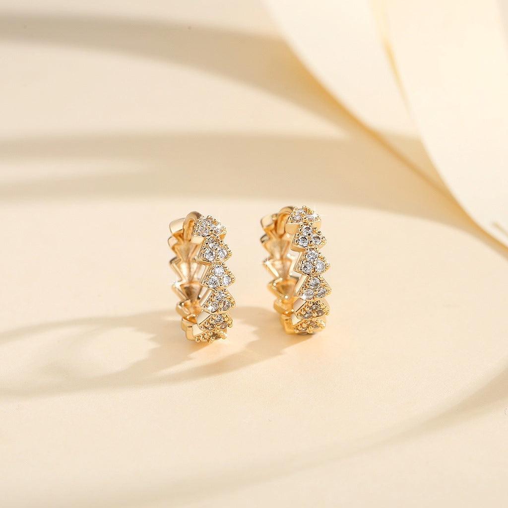 Huggie Inlaid Zircon Earrings for Women - Trendy