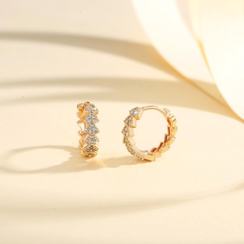 Huggie Inlaid Zircon Earrings for Women - Trendy