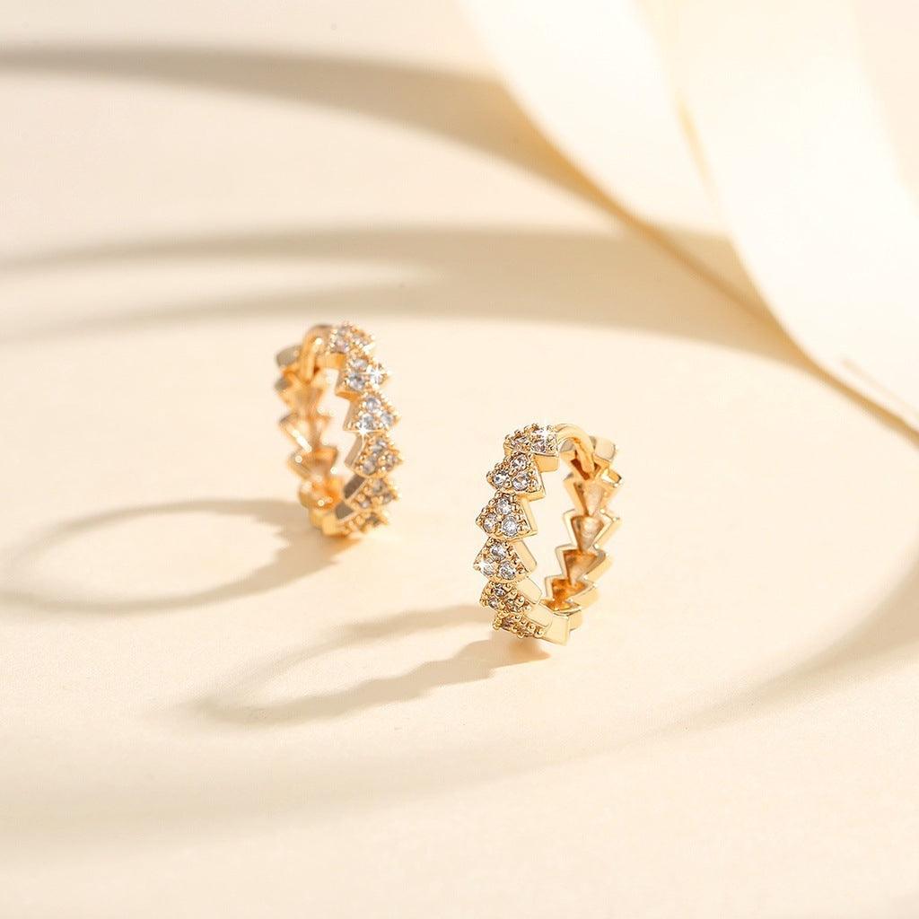 Huggie Inlaid Zircon Earrings for Women - Trendy