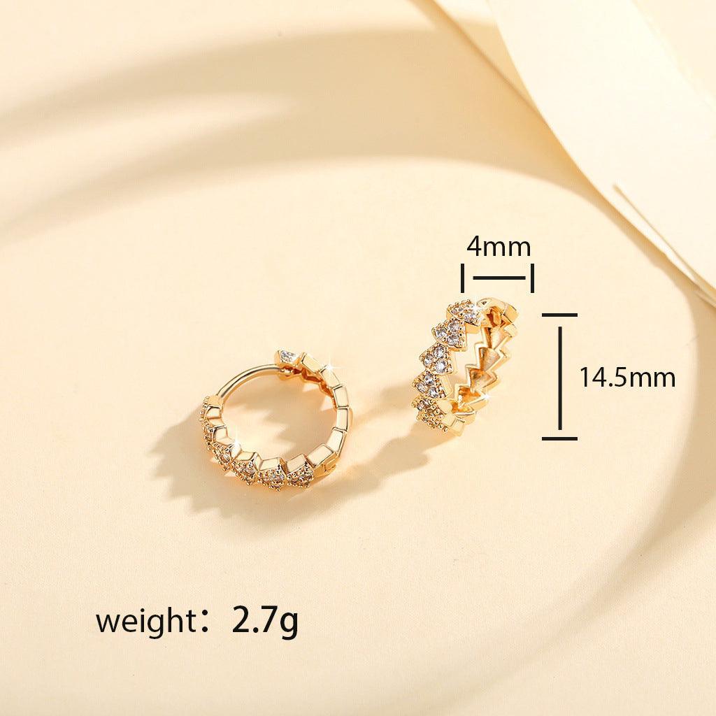 Huggie Inlaid Zircon Earrings for Women - Trendy