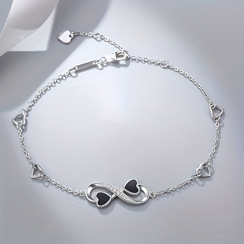 Sterling Silver Infinite Love Heart Anklet - Trendy