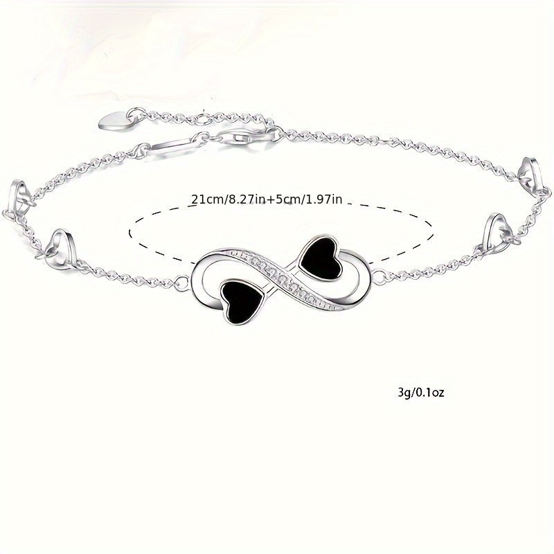 Sterling Silver Infinite Love Heart Anklet - Trendy