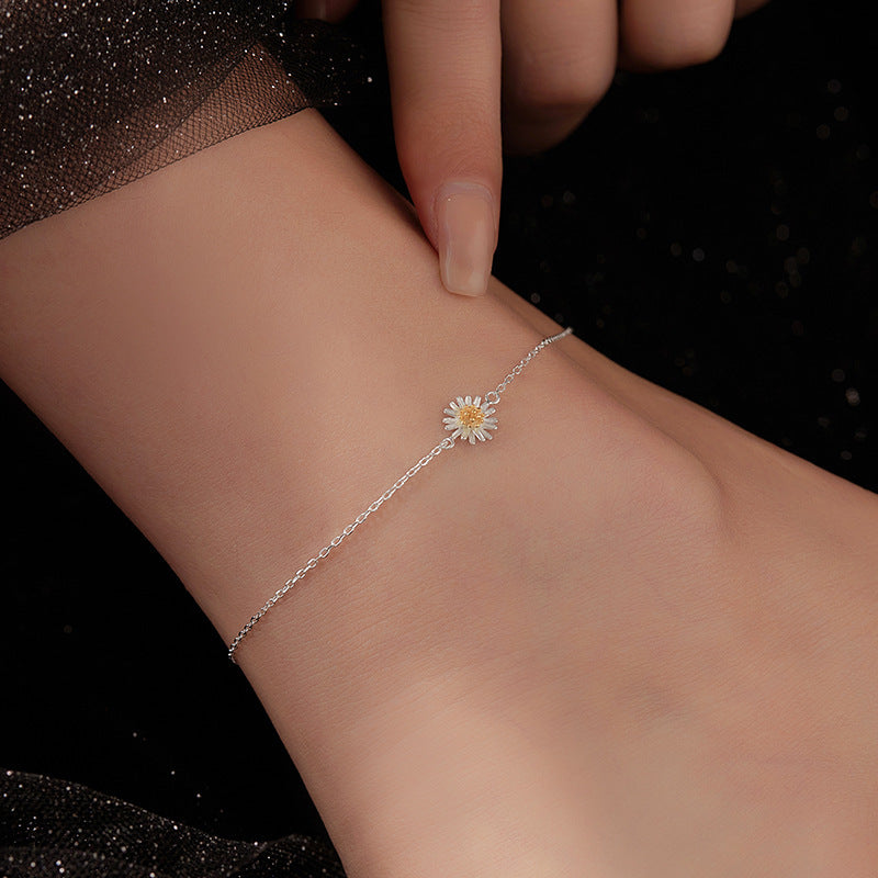 S925 Silver Mori Pastoral Thin Chain Style Anklet for Women - Trendy