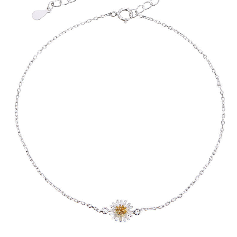 S925 Silver Mori Pastoral Thin Chain Style Anklet for Women - Trendy