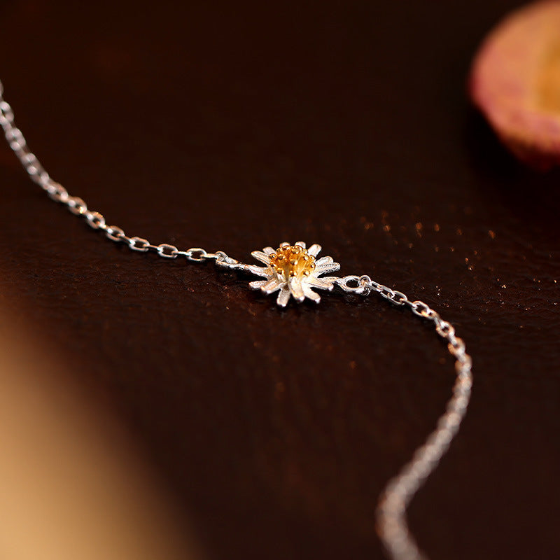 S925 Silver Mori Pastoral Thin Chain Style Anklet for Women - Trendy