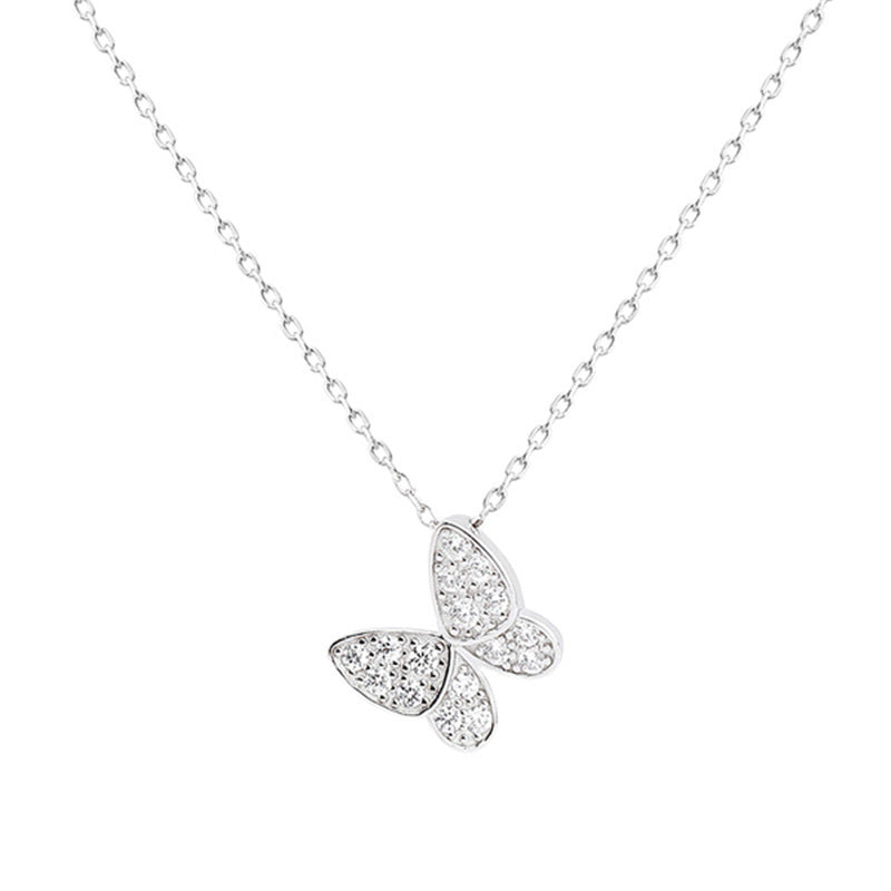 S925 Sterling Silver Butterfly-Shaped Pendant Necklace