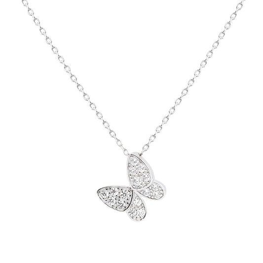 S925 Sterling Silver Butterfly-Shaped Pendant Necklace