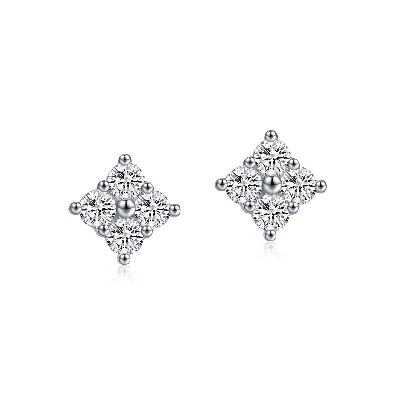 S925 Sterling Silver Square Cut Stud Earrings for Women - Trendy