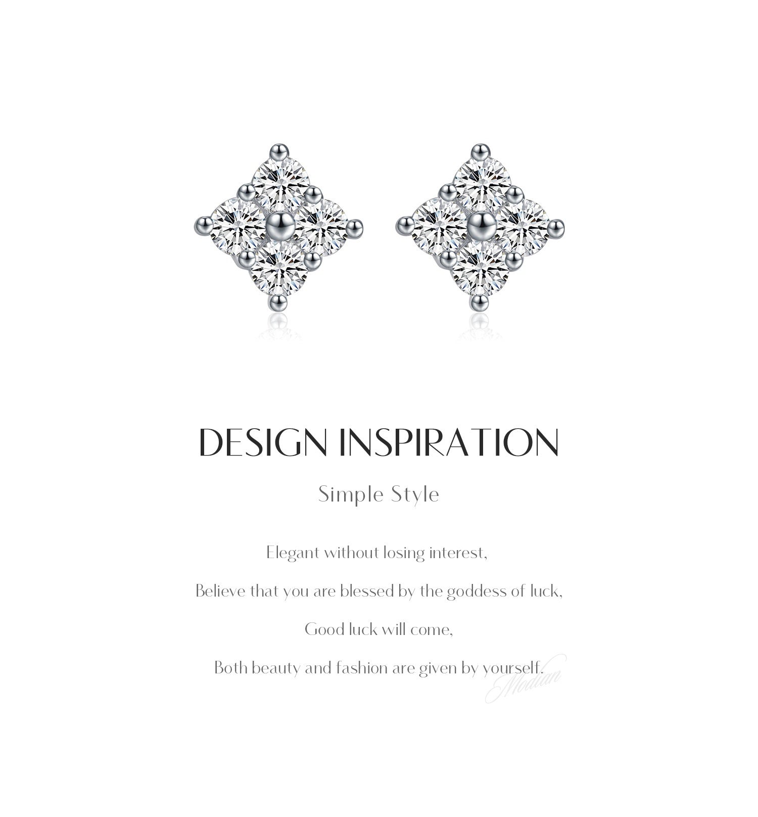 S925 Sterling Silver Square Cut Stud Earrings for Women - Trendy