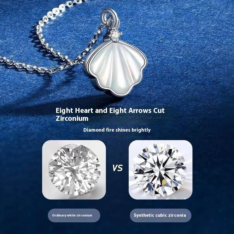 S999 Sterling Silver Shell Pendant Necklace For Women - Trendy