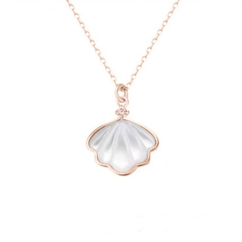 S999 Sterling Silver Shell Pendant Necklace For Women - Trendy