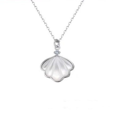 S999 Sterling Silver Shell Pendant Necklace For Women - Trendy