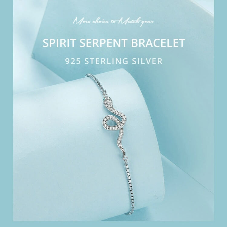 Snake Shaped Sterling Silver S925 White Gold Plated Bracelet - Trendy